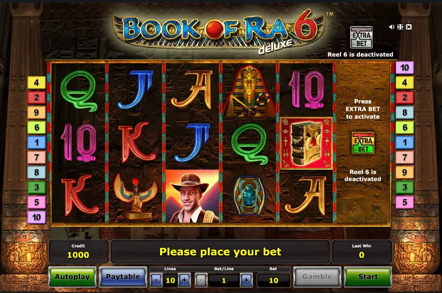 Інтерфейс слоту Book of Ra Deluxe 6